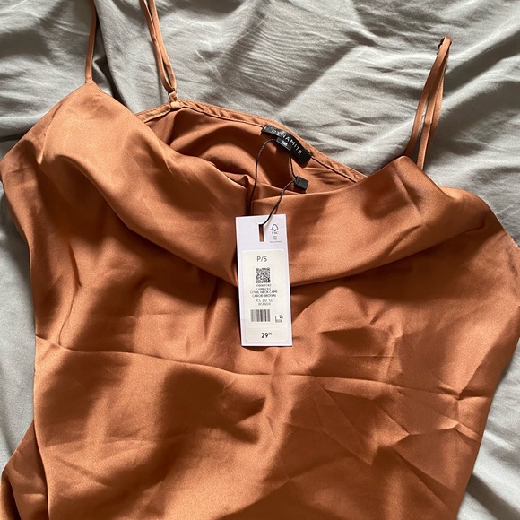 NWT Silk Brown Cowl Neck Dynamite Cami - Picture 3 of 3